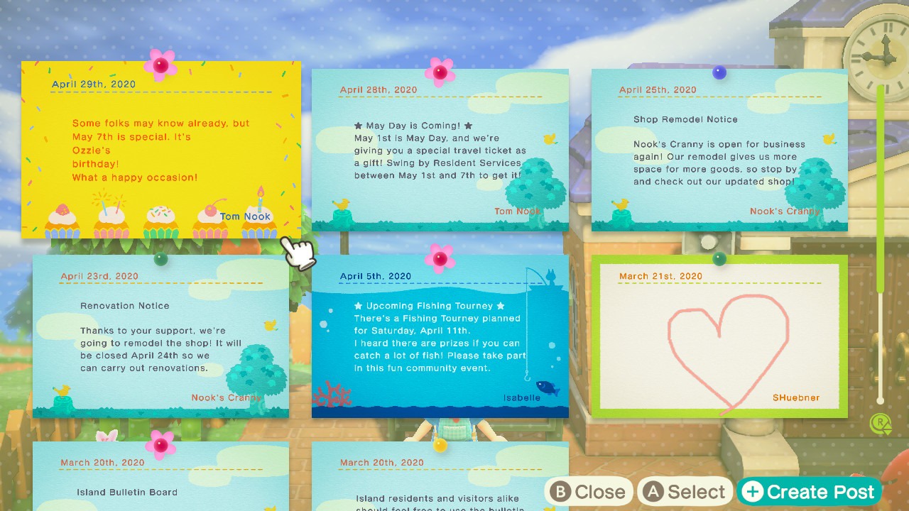 Animal Crossing Bulletin Board Posts
