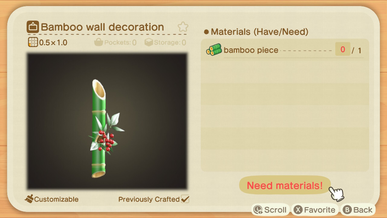 Animal Crossing New Horizons Bamboo Recipes Bamboo Wall Decoration