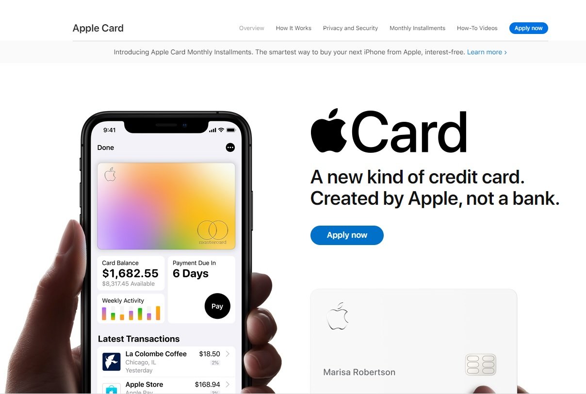 Apple Card Website Before
