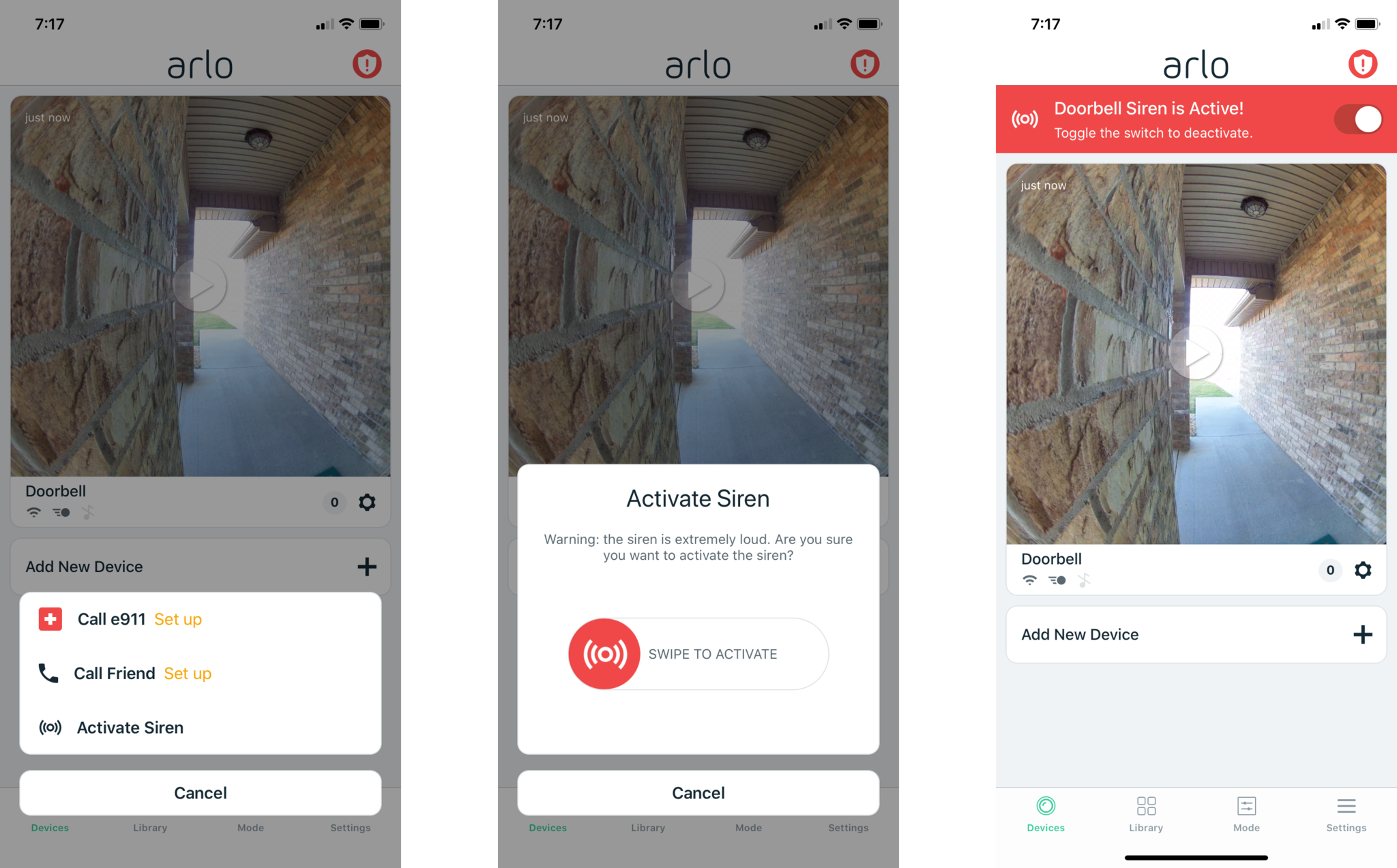 Arlo Video Doorbell App Siren Features