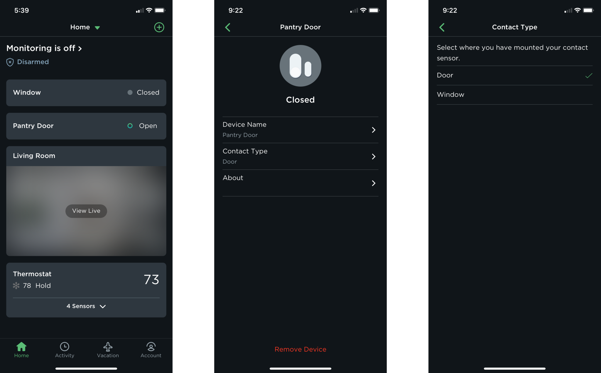 Ecobee Smartsensor Contactsensor Ecobee App Screens