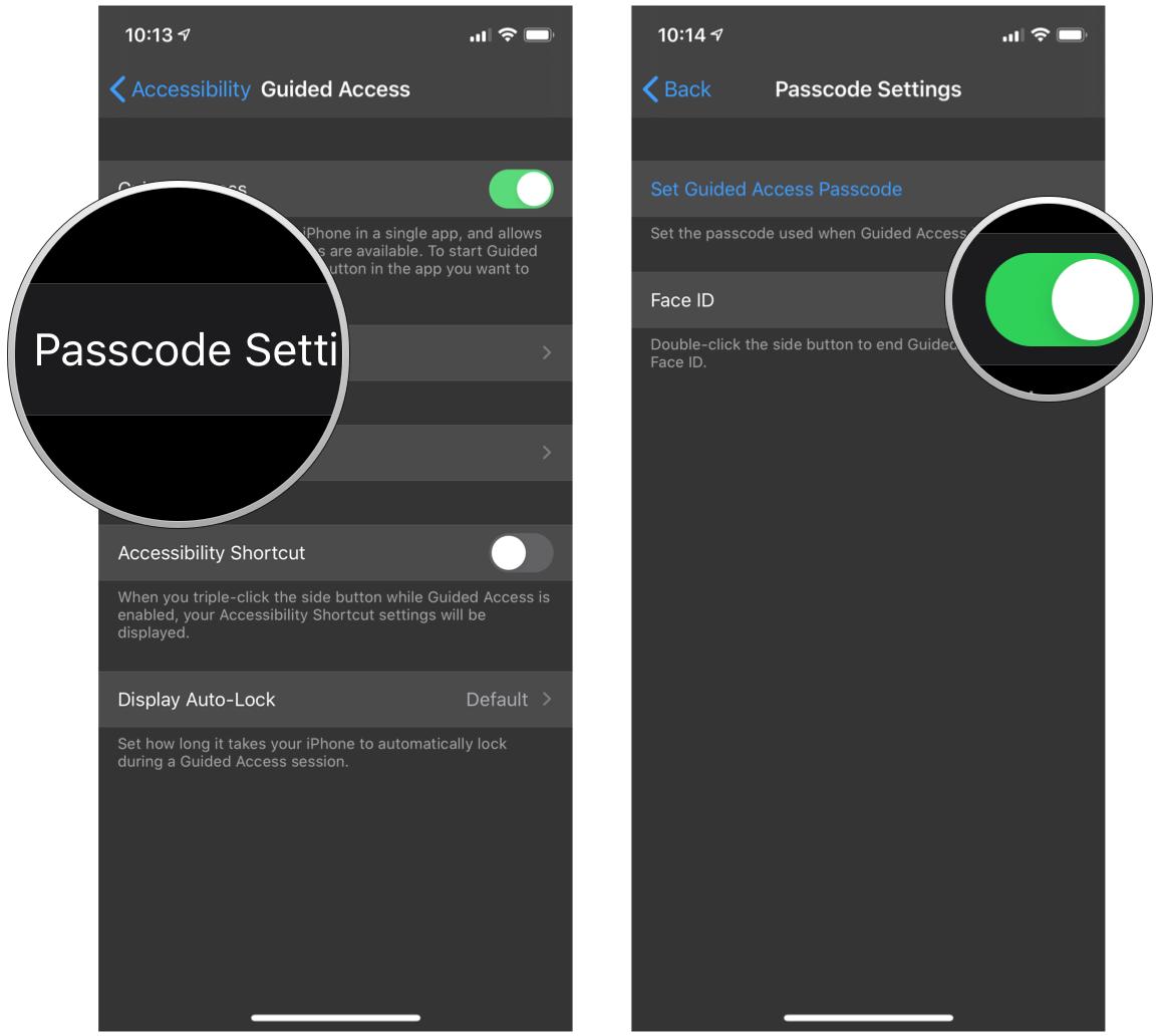 How to use Guided Access on iPhone and iPad by showing steps Tapping Passcode Settings, then toggle Face ID or Touch ID to ON