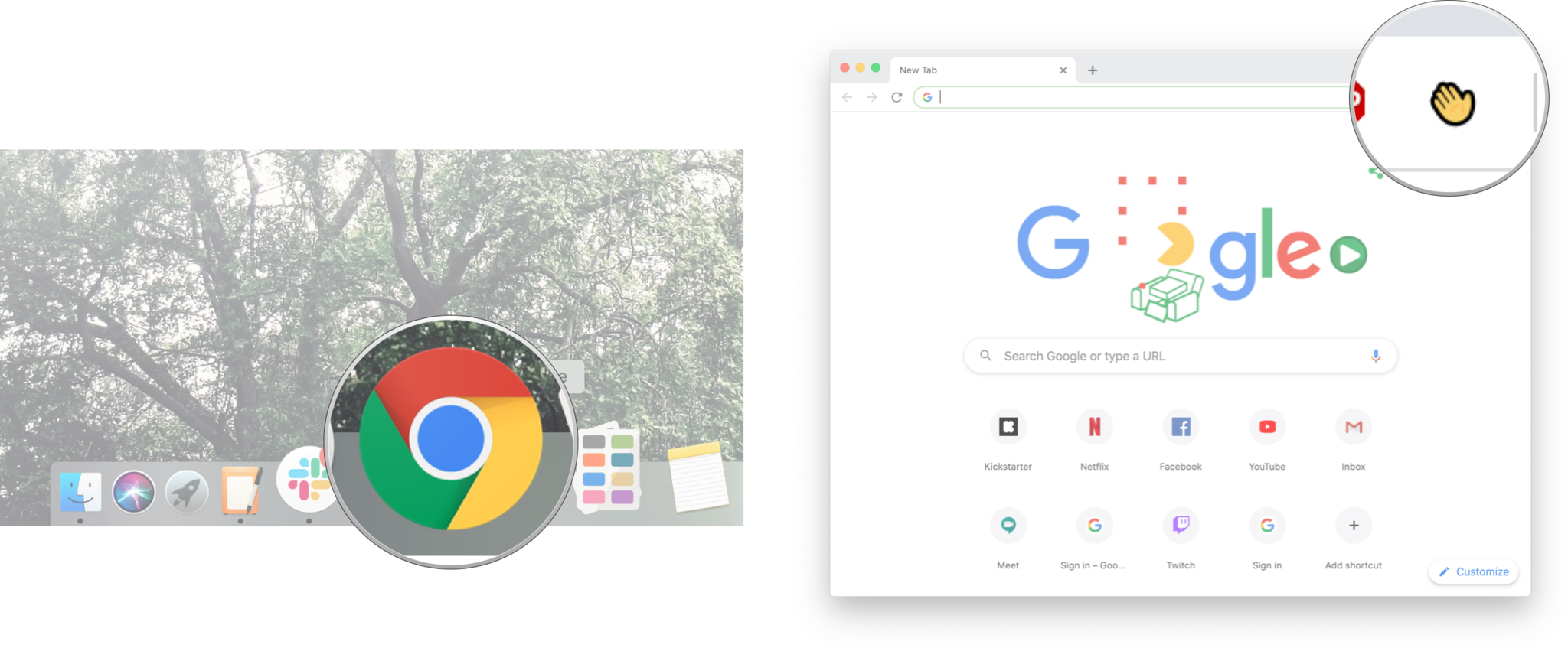 Запуск Google Chrome и расширения House Party: запустите Chrome и затем щелкните расширение Houseparty.