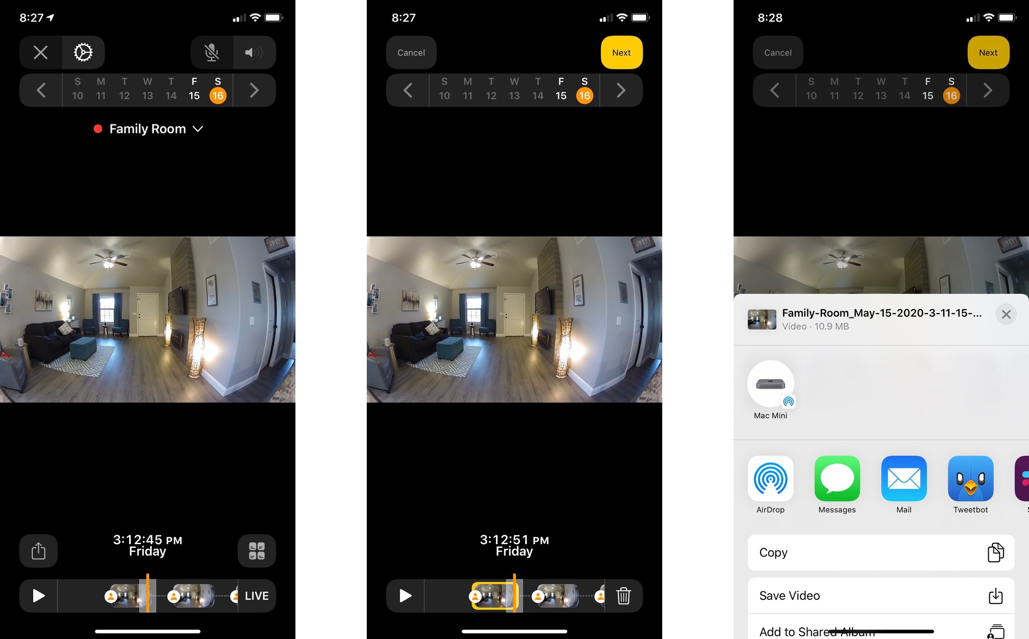 Logitech Circle View Home App HomeKit Secure Video Timeline and Sharing