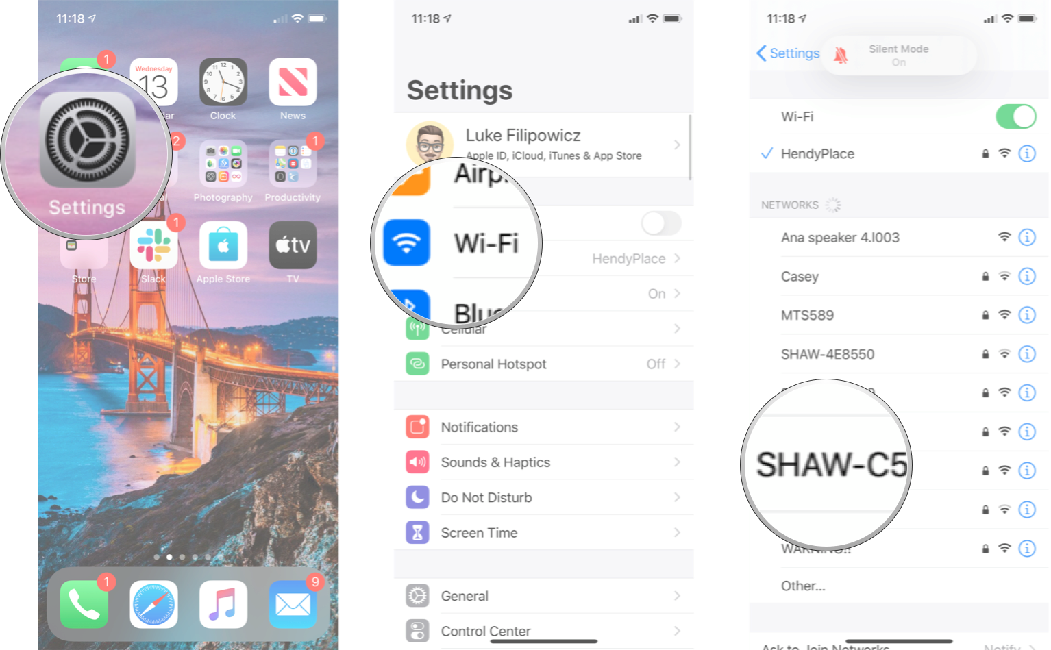 Wi Fi Menu iPhone: Launch Settings, tap Wi-Fi., and then tap the Wi-Fi network you want. 