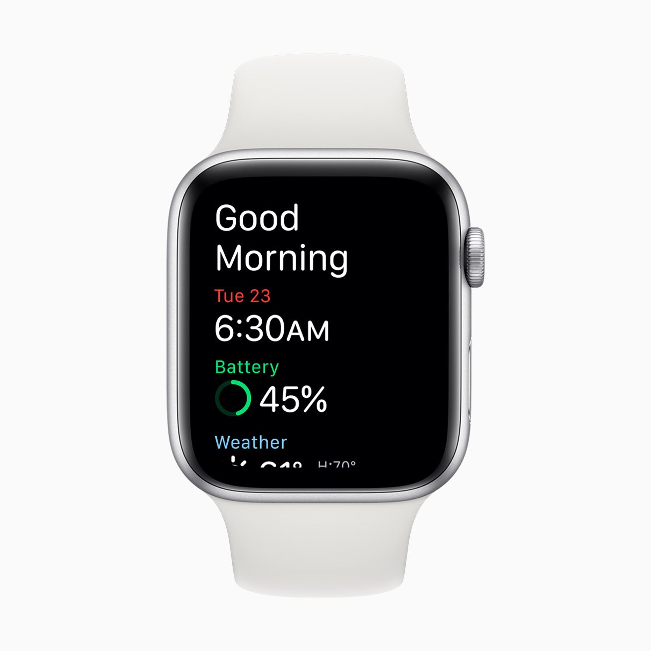Apple Watch watchOS 7 Good Morning screen