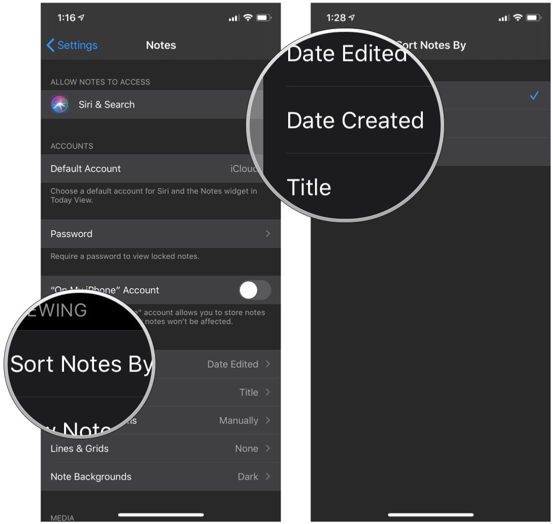 How to sort notes in Notes on iPhone and iPad by showing steps: tap Sort notes by, then tap your preference