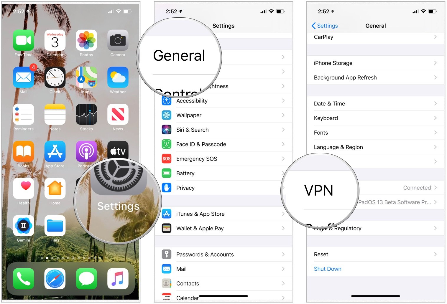 To check the status of your VPN, launch the Settings app on your iPhone, then tap General, and select VPN.