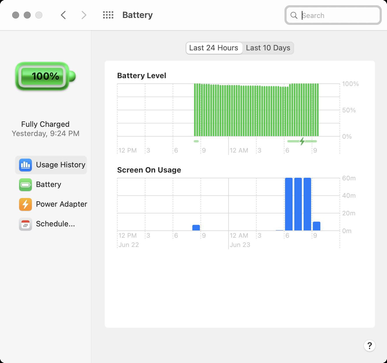 macOS Big Sur battery chart