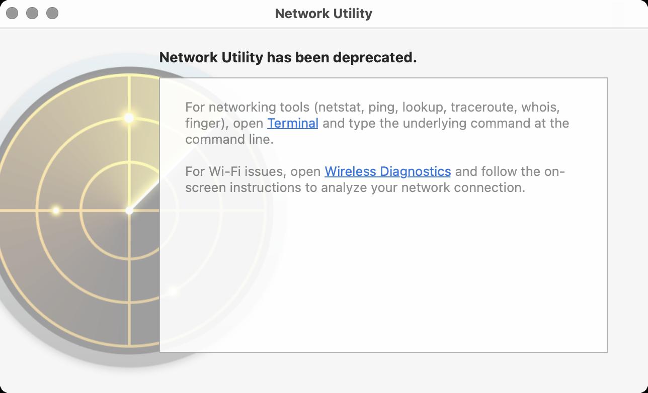 macOS Big Sur Network Utility