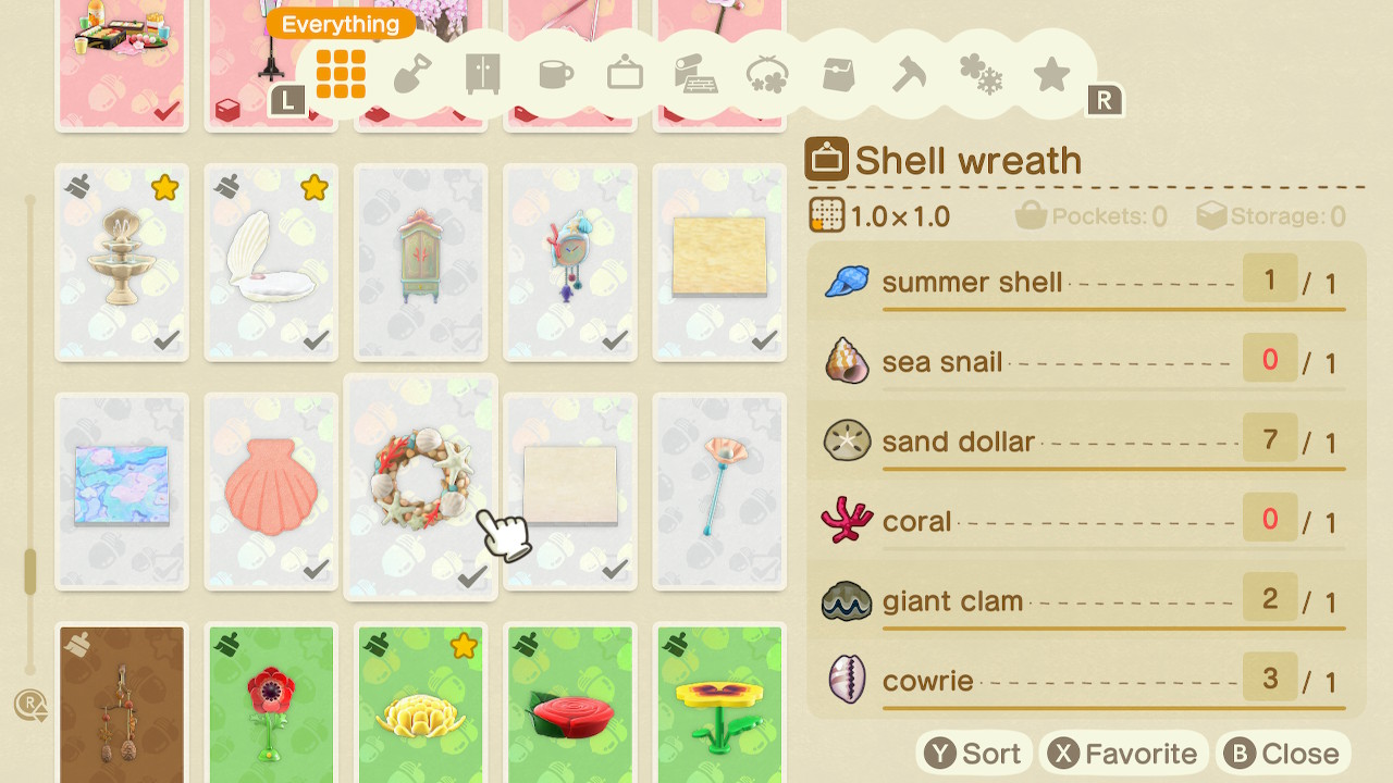Animal Crossing shell recipes