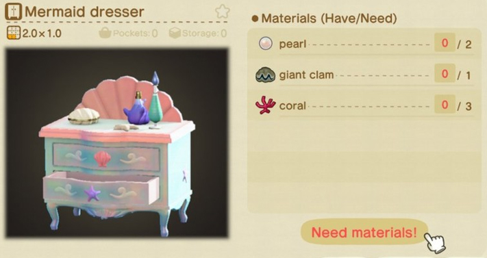 Animal Crossing Mermaid Dresser