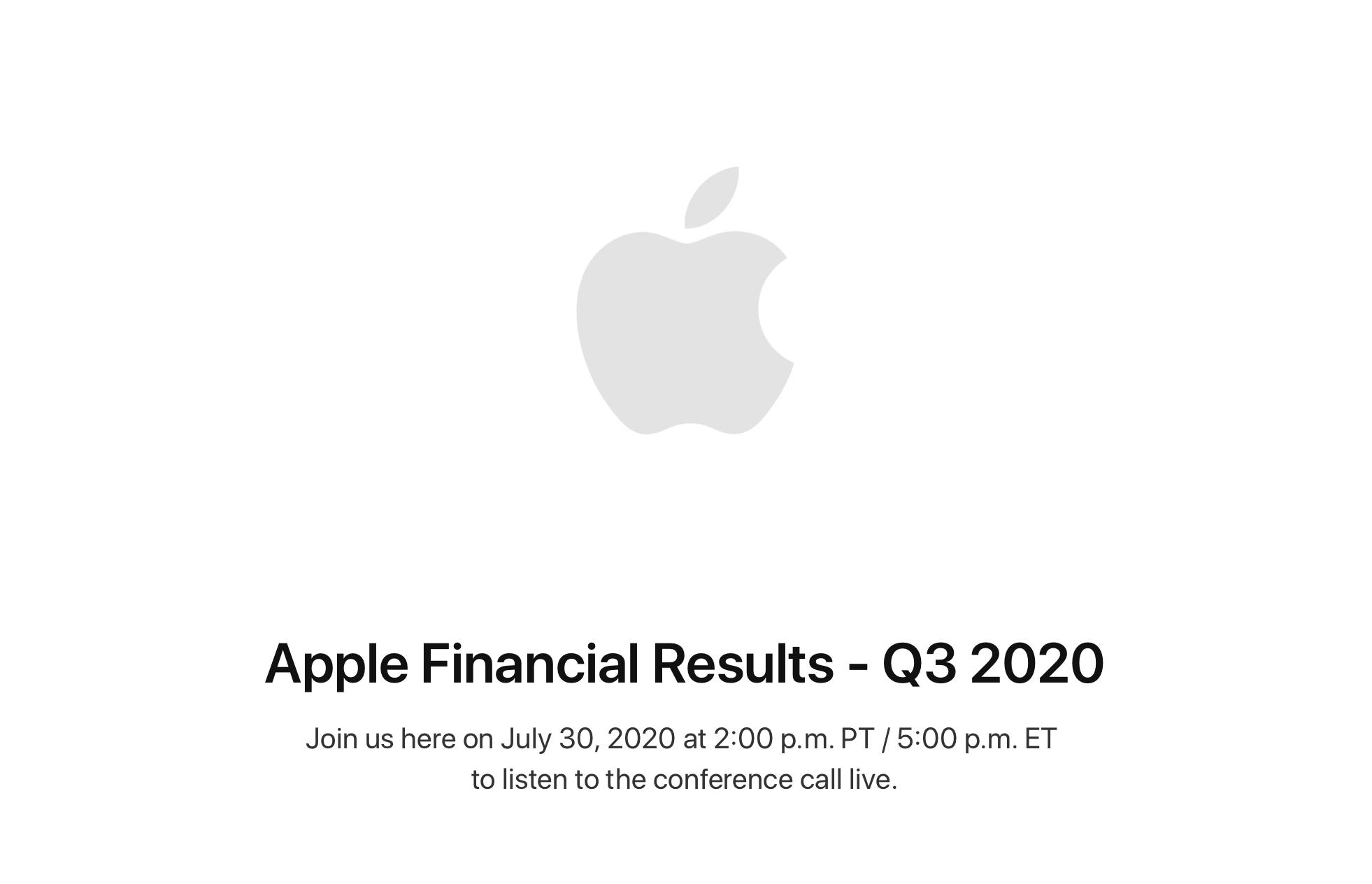 Apple Q3 2020 Earnings Call