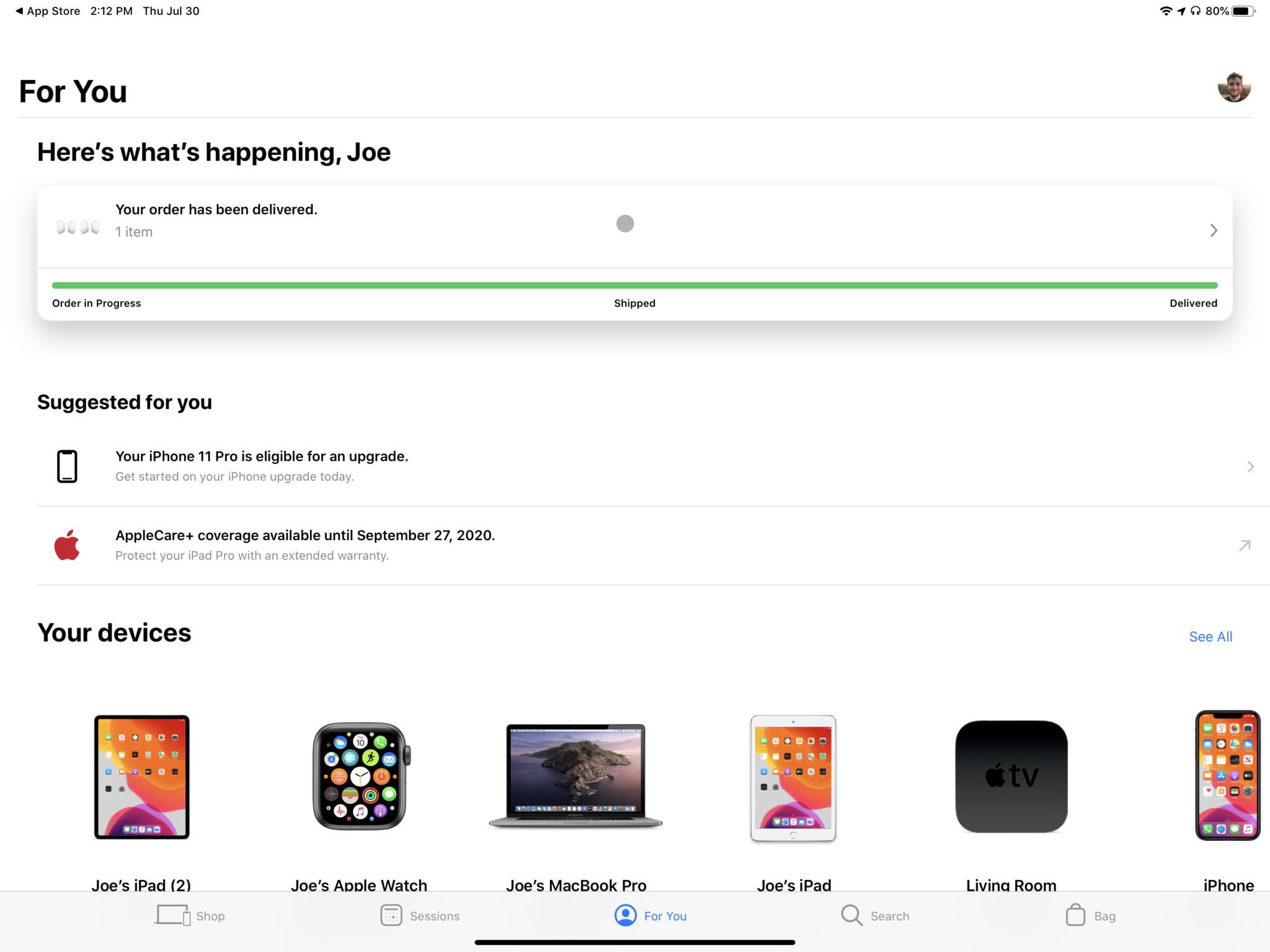 Apple Store App For You Tab