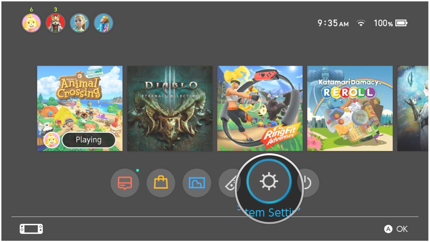 How to connect to a hotspot on your Nintendo Switch by showing steps: On the Switch Home Screen, select System Settings