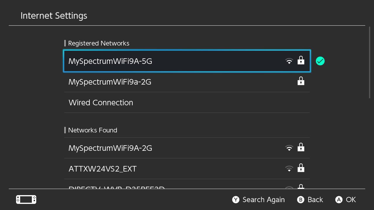 How to connect to a hotspot on your Nintendo Switch by showing steps:  Select your smartphone's hotspot from the WiFi list, then input the password to connect