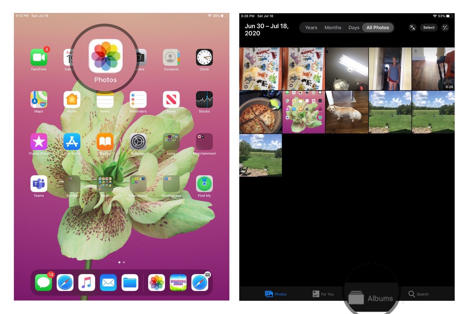 How to add someone: Launch photos app, Tap Albums