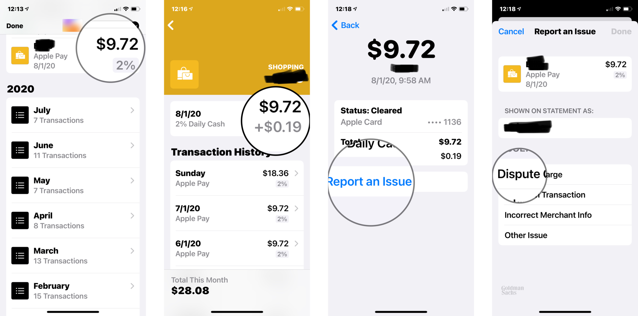 How To Dispute A Charge On Apple Card: Tap on any suspicious charges, tap the charge again, tap on Report an Issue, tap on Dispute Charge