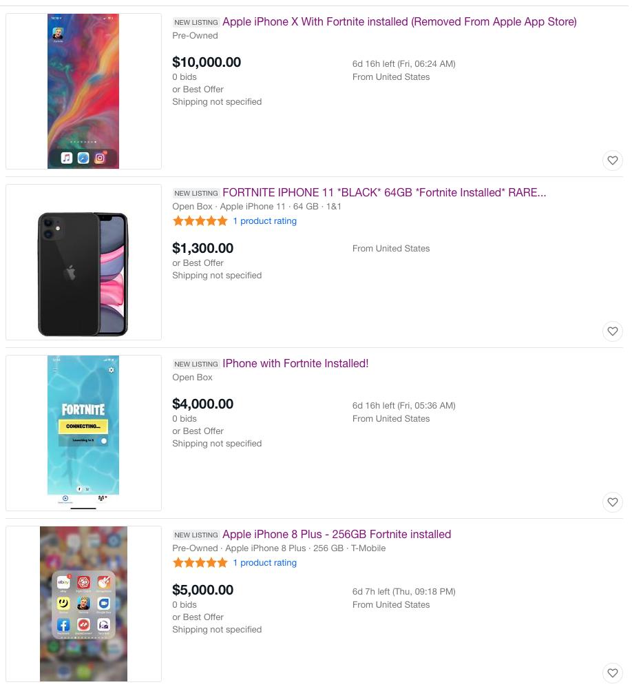 iPhones With Fortnite On Ebay