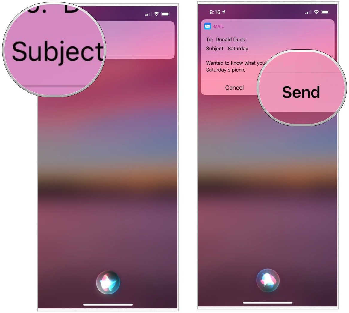 To use Siri to send an email, tell Siri the subject, followed by the content. then confirm to send. 