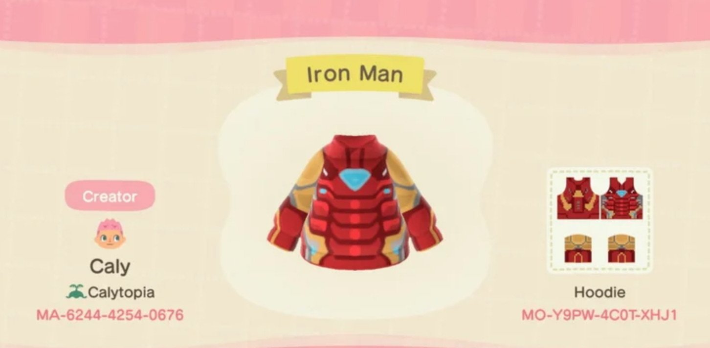 acnh iron man hoodie