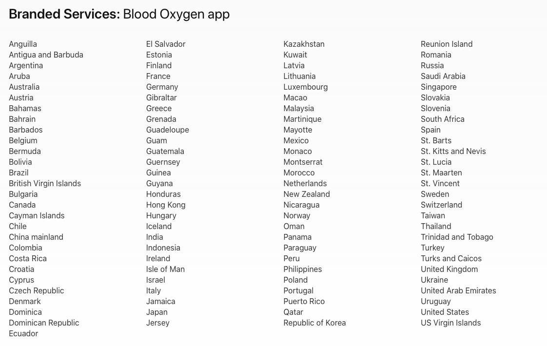 Apple Watch Blood Oxygen Compatibility