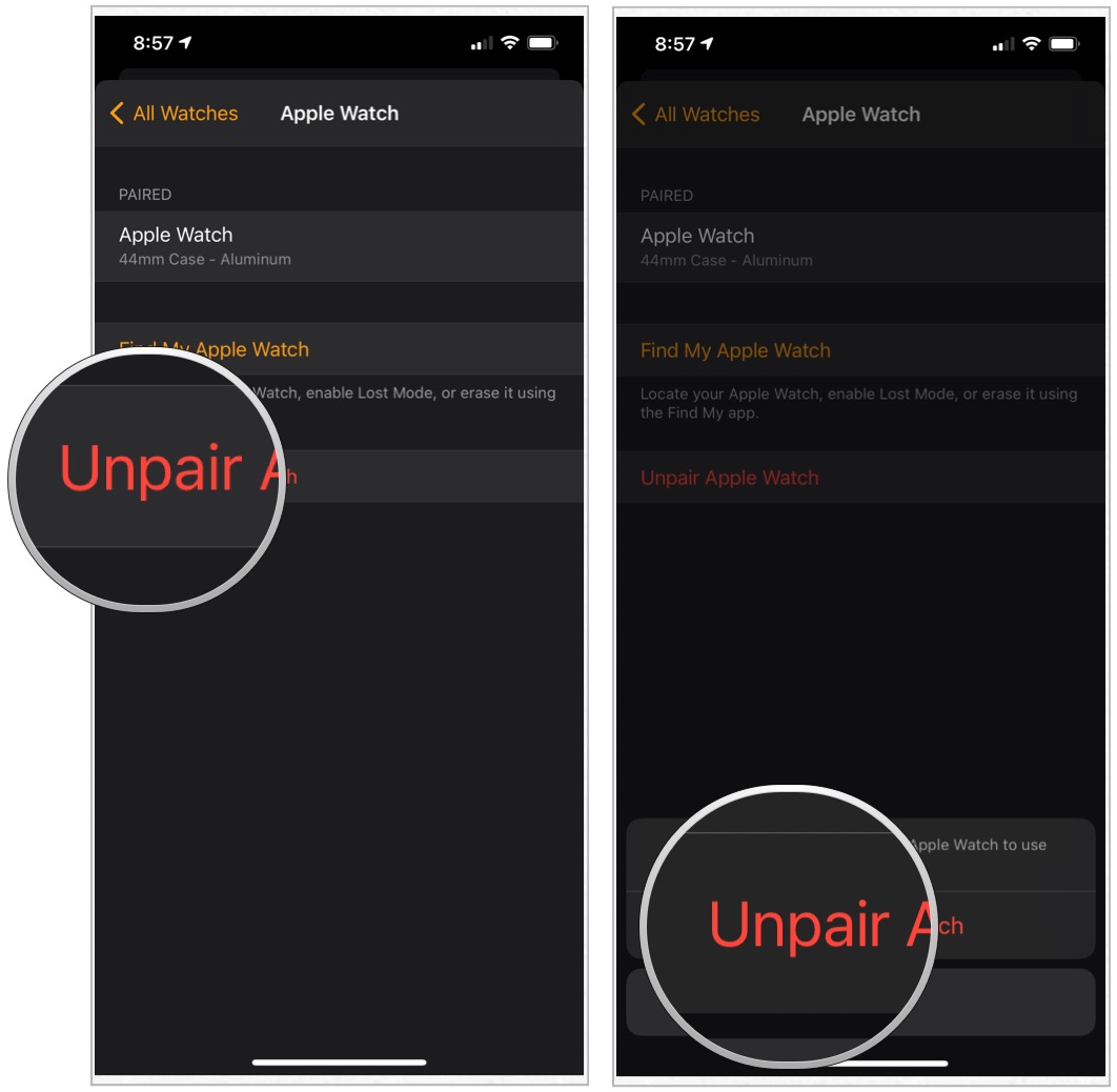 Unpair Apple Watch via iPhone: To unpair your watch, select Unpair Apple Watch, then confirm the process. If you have cellular service, choose to Keep or Remove your plan. 