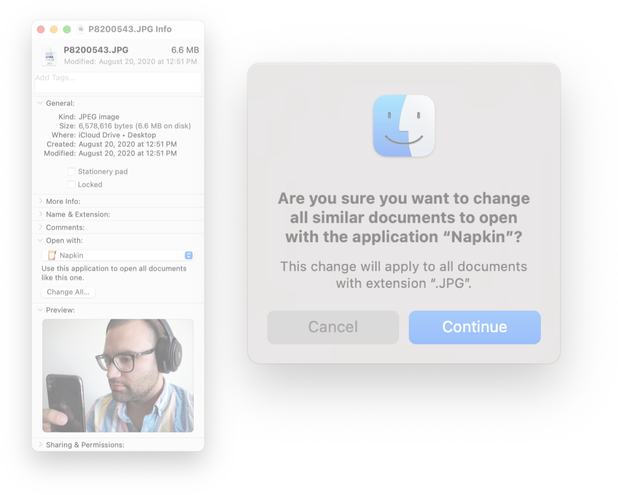 Change Default App On macOS: Click Change All and then click continue. 