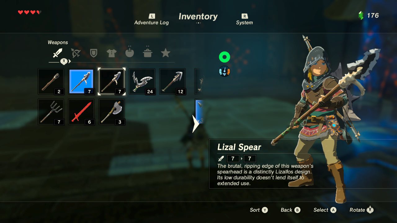 Legend Of Zelda Breath Of The Wild Inventory