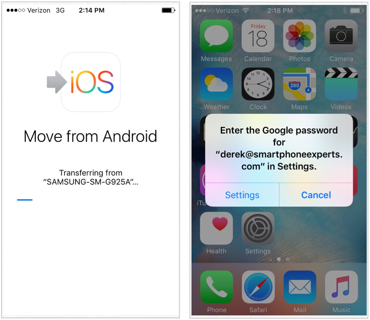 To move your data from Android to iPhone or iPad with Move to iOS, log into your accounts as a final step