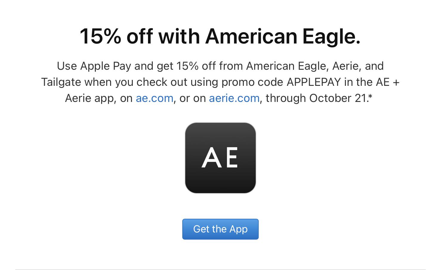 Apple Pay American Eagle Promotion Information