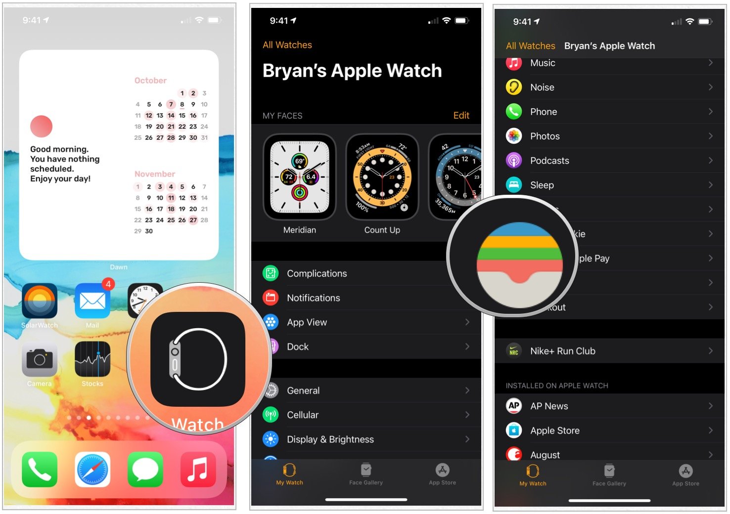 Чтобы настроить и добавить карты в Apple Pay для Apple Watch, откройте приложение Watch на своем iPhone, затем коснитесь вкладки «Мои часы».  Выберите Кошелек и Apple Pay.