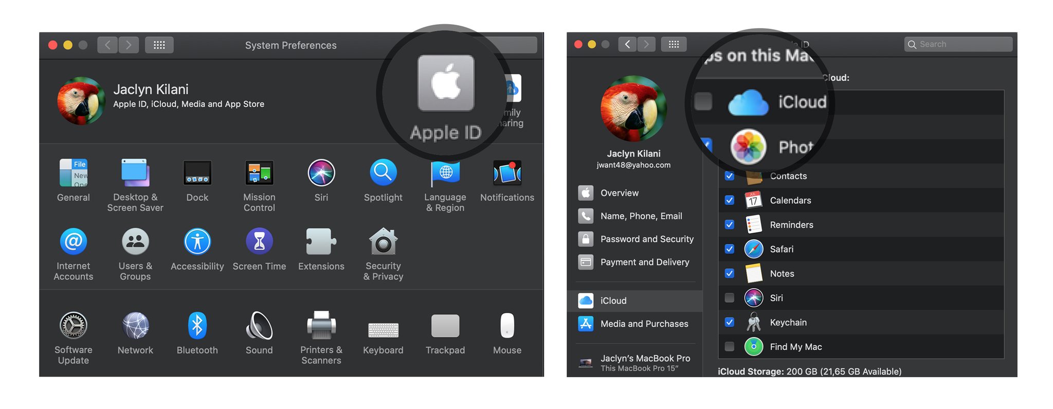 Как отключить iCloud Drive на вашем Mac: нажмите Apple ID, снимите флажок iCloud Drive