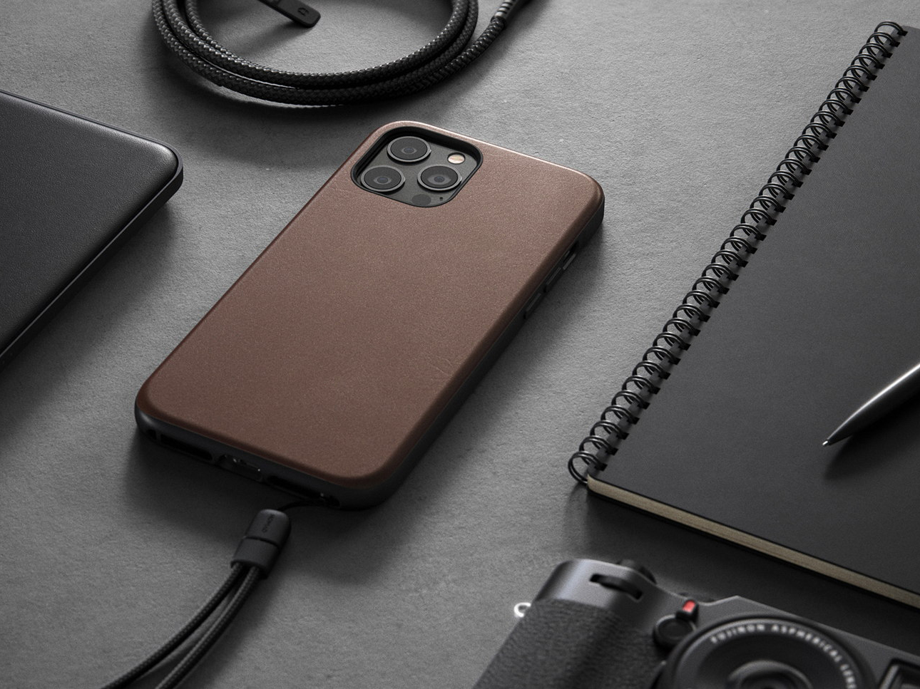 Black iPhone 12/ 12 Pro Luxury PU Leather Case