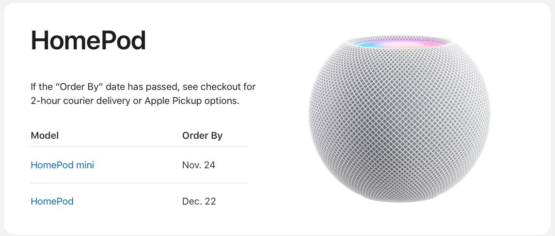 Homepod Christmas Delivery Dates