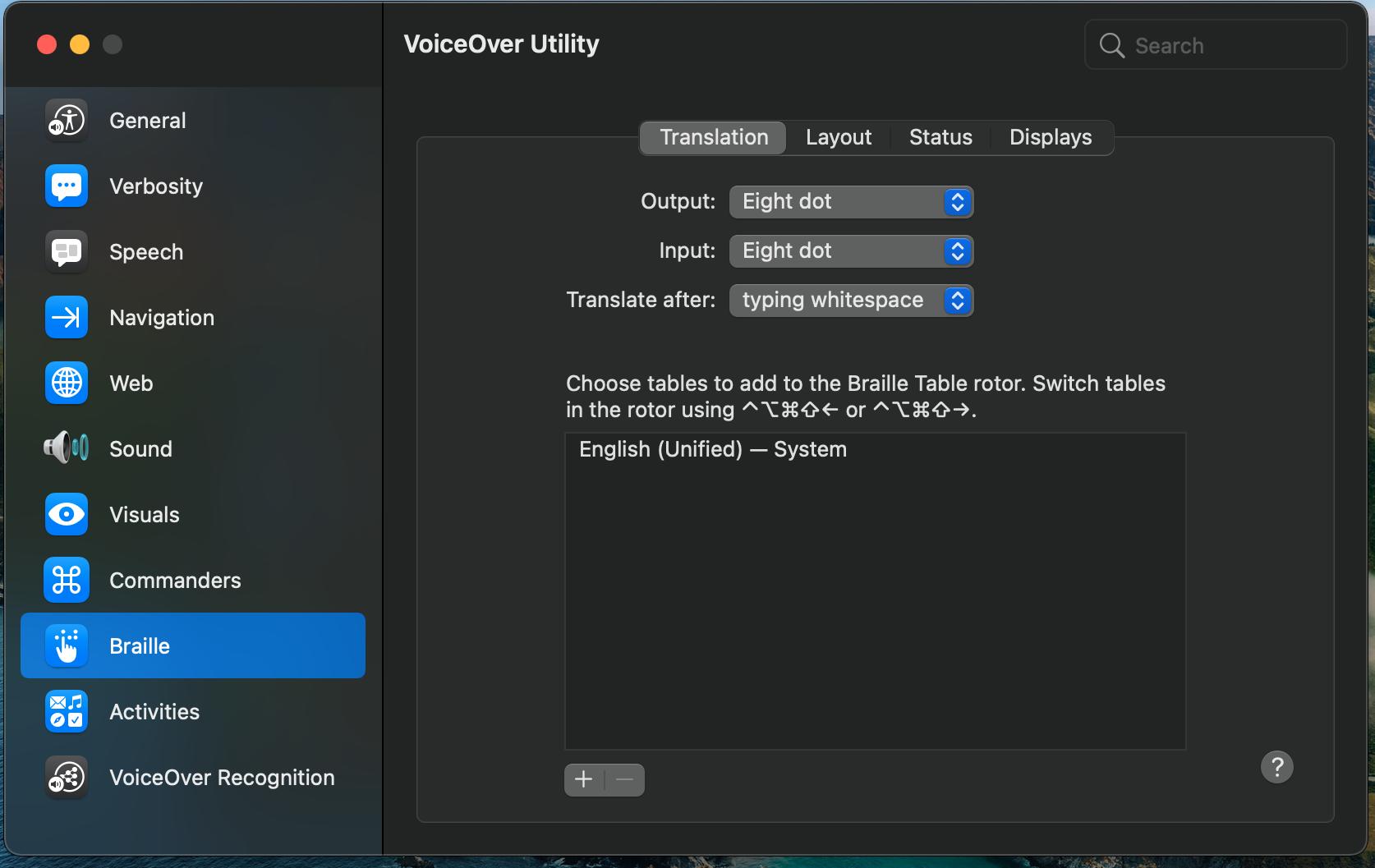 Macos Vision Features Voiceover Braille