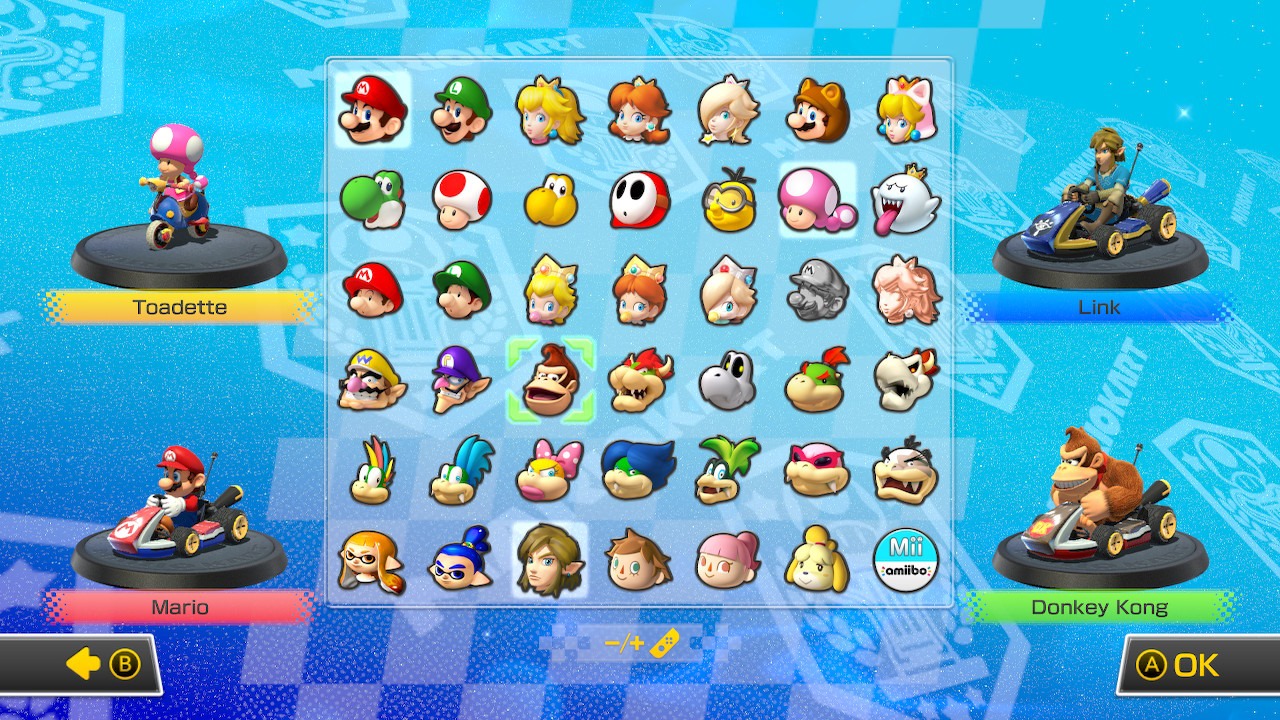 Mario Kart 8 Deluxe Select characters
