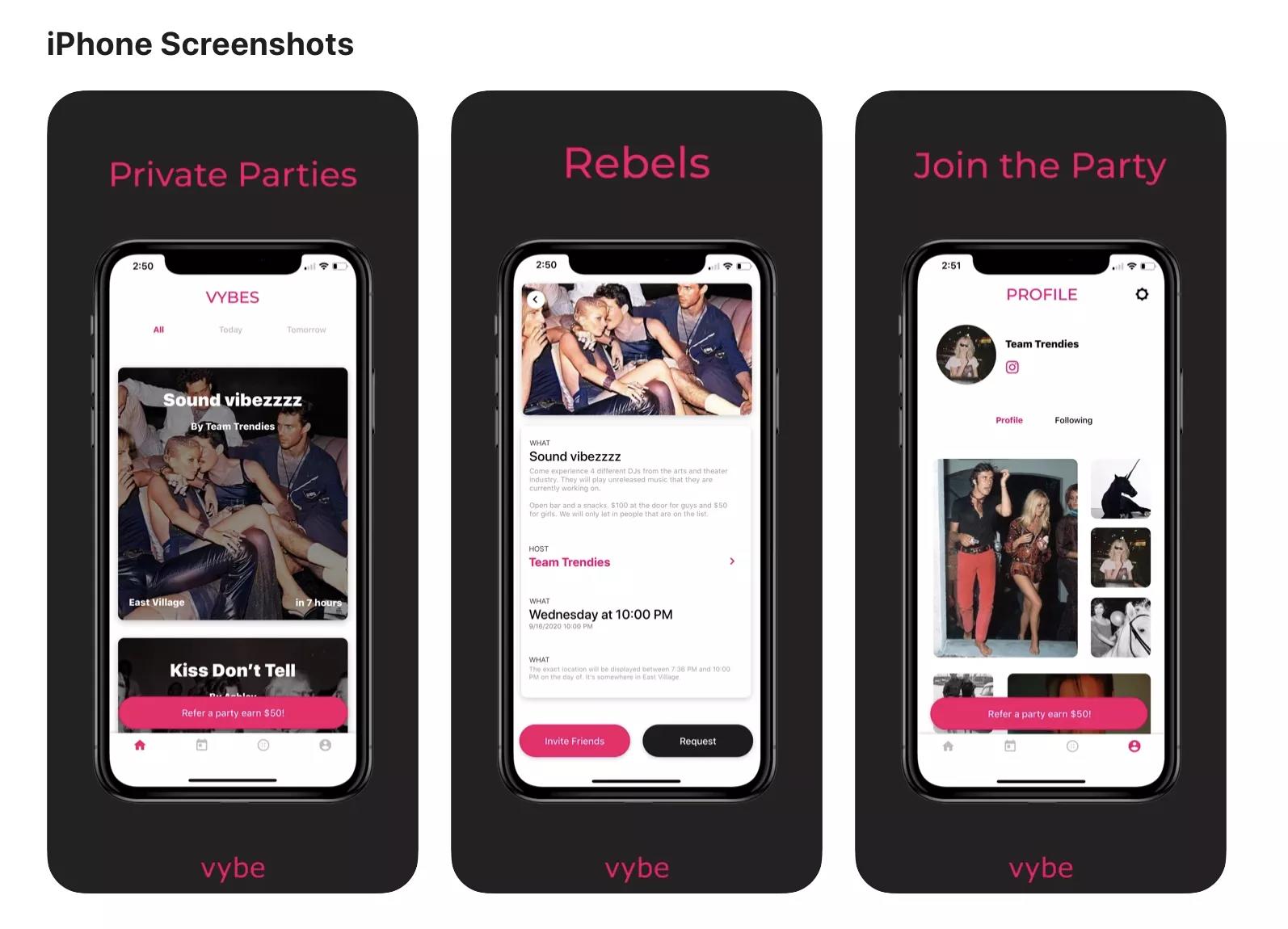 Vybe Together App Screenshots