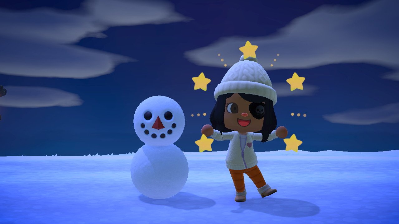 Animal Crossing Acnh Make Perfect Snowboy at Night Winter
