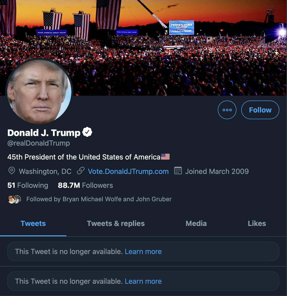 Donald J Trump Twitter Deleted Tweets