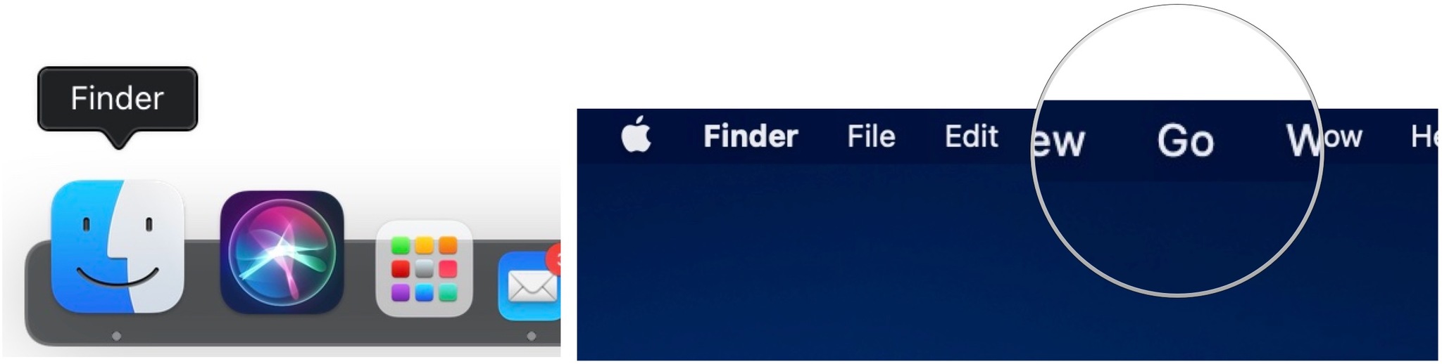 To make an RTT call on Mac using FaceTime, click Finder, then choose Go. 