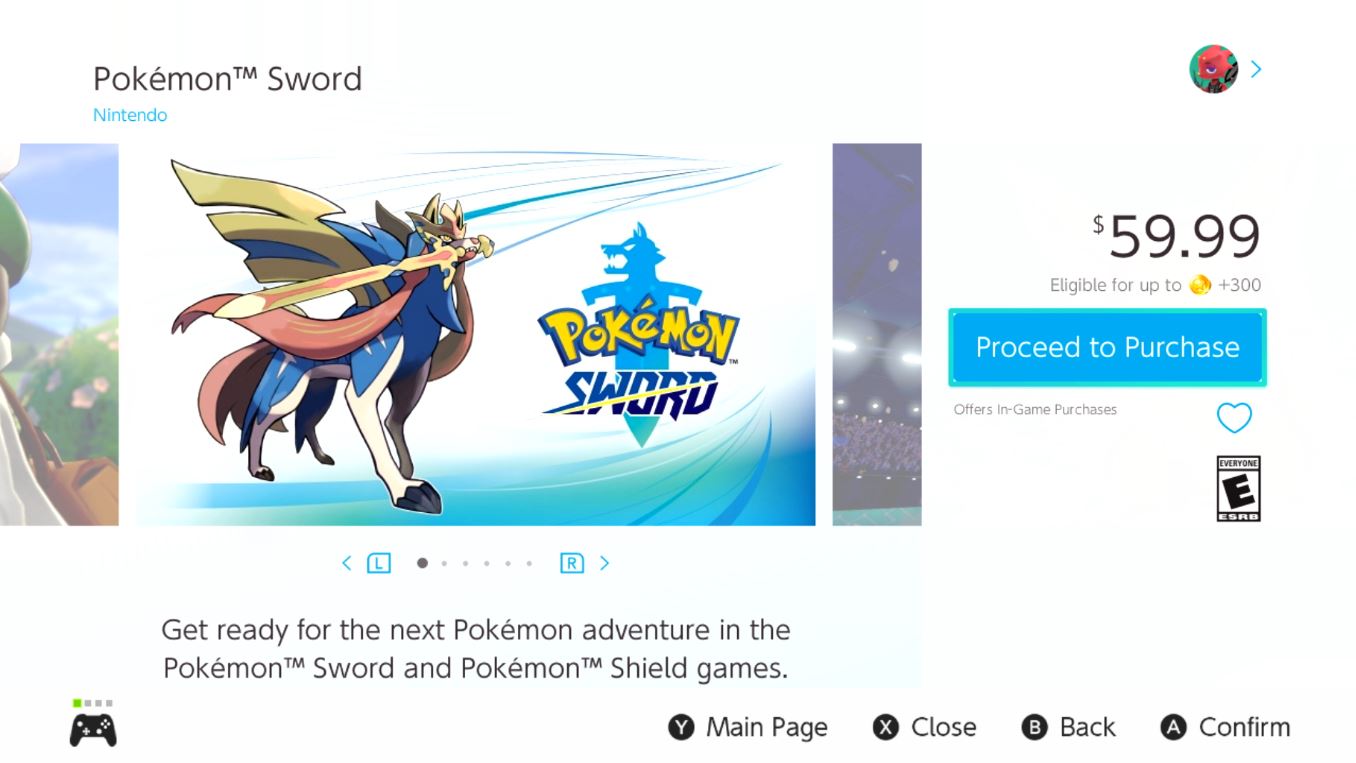 Purchase a digital game on your Nintendo account by showing: Nintendo Eshop Pokemon Sword