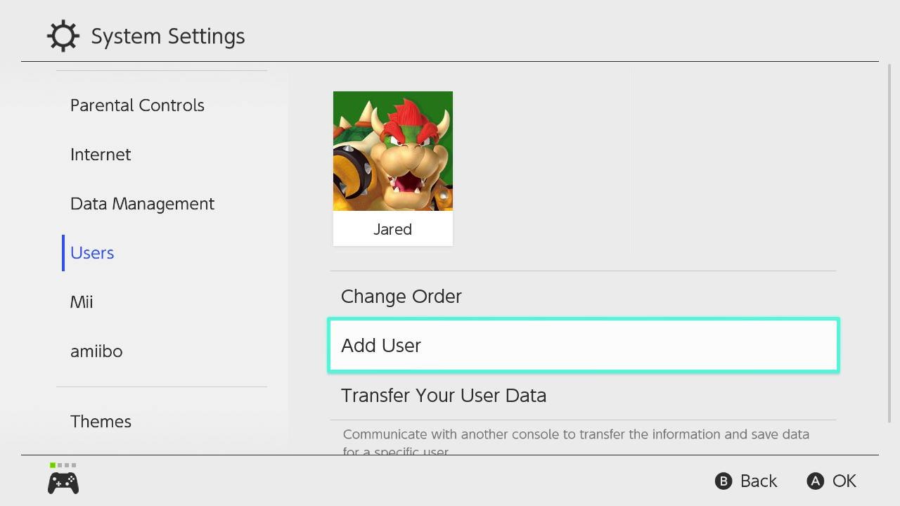 Make other switch primary console by showing: Switch New User Add User