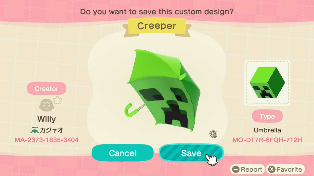 Acnh Umbrella Designs Minecraft Creeper