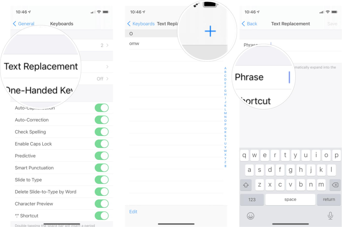Adding Apple Symbol in iOS 14: Tap text replacement, tap the + button, and then tap and hold the phrase text field. 