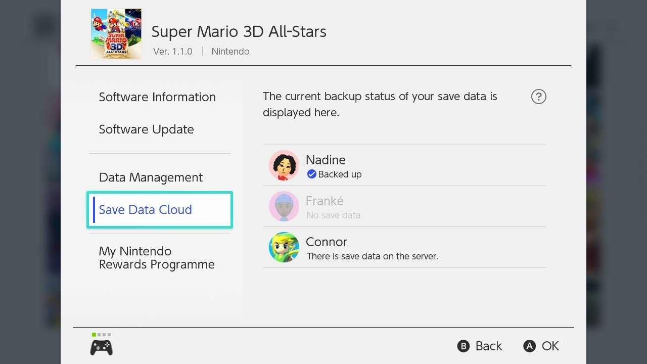 Nintendo Switch Online Save Data Cloud Mario