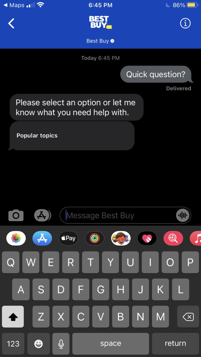 Best Buy Business Chat Imessage