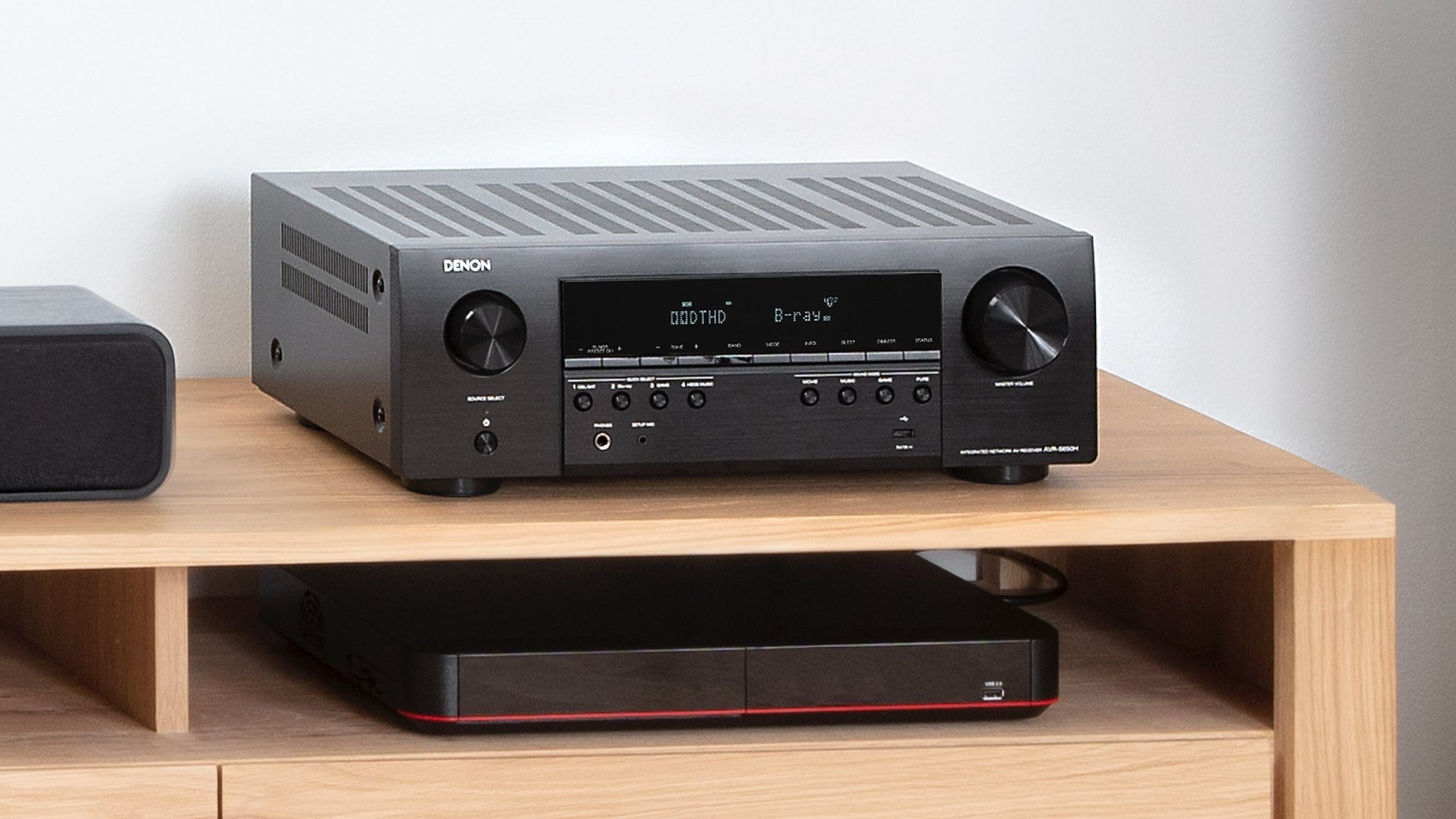 Denon Avr S650h Audio Video Receiver on an entertainment center