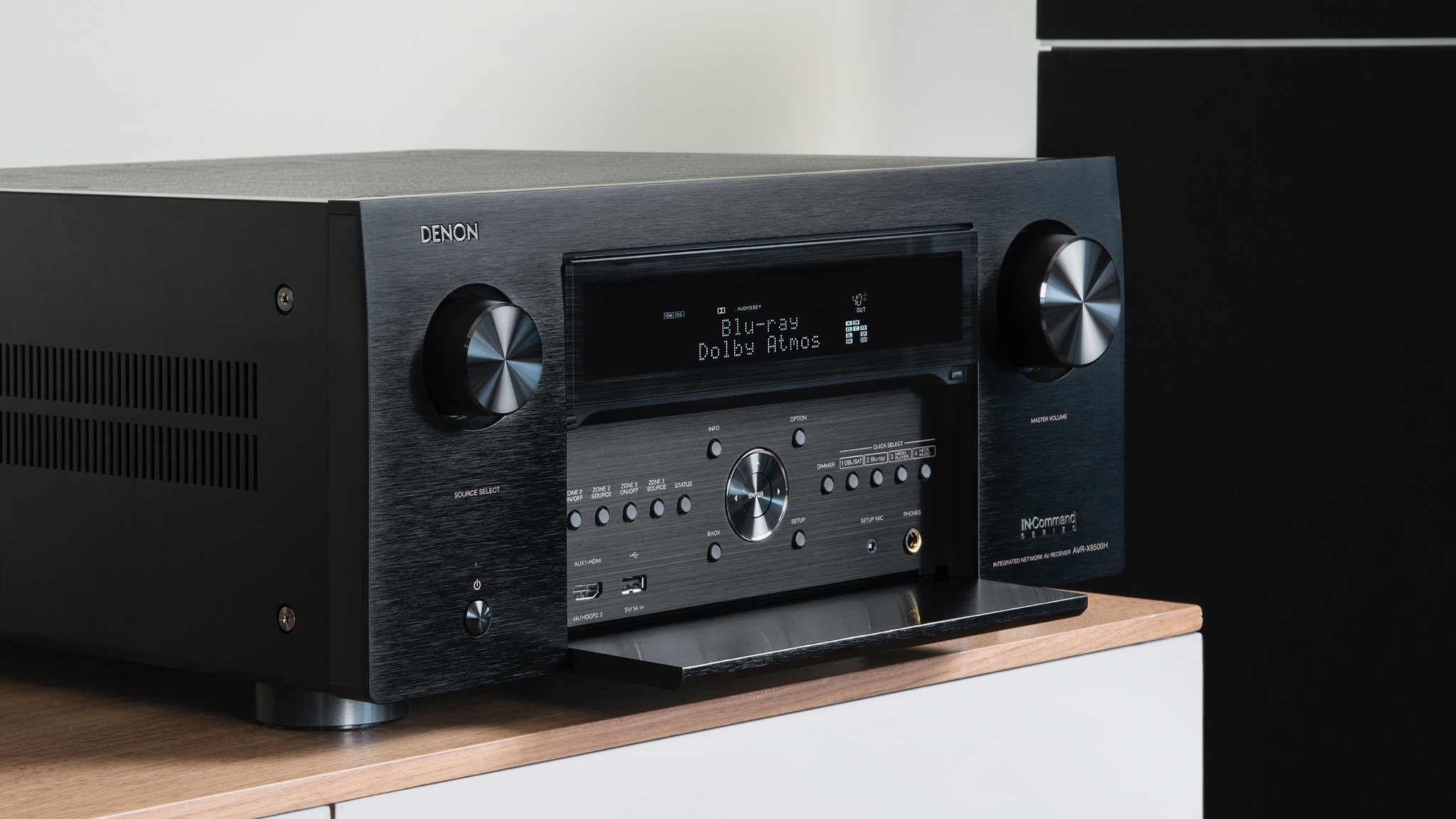 Denon Avr X8500h Flagship Receiver on a flat surface