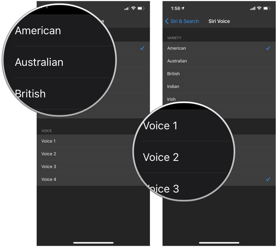 How to change Siri's Voice on iPhone by showing: Tap your preferred accent and voice type